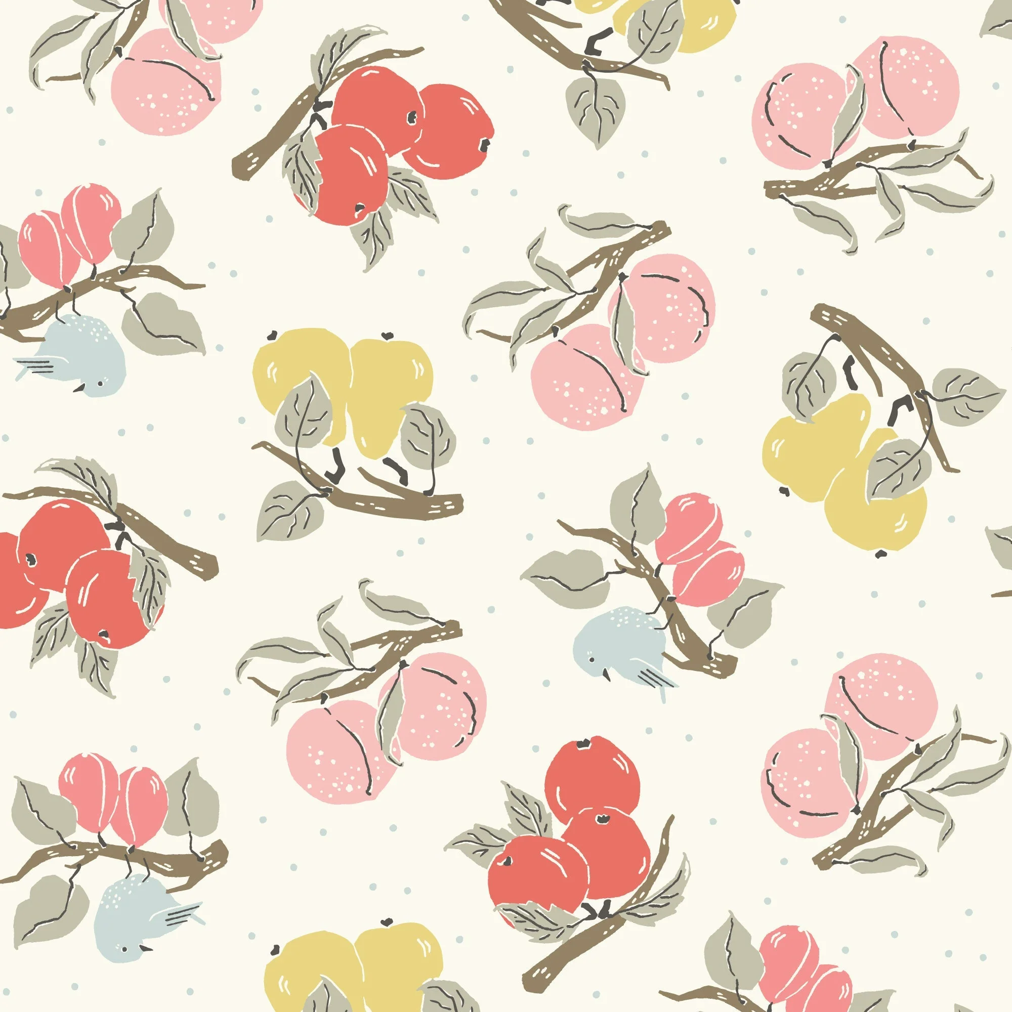 Cottage Garden - Orchard - Ivory 44" / 45" Fabric Per Yard
