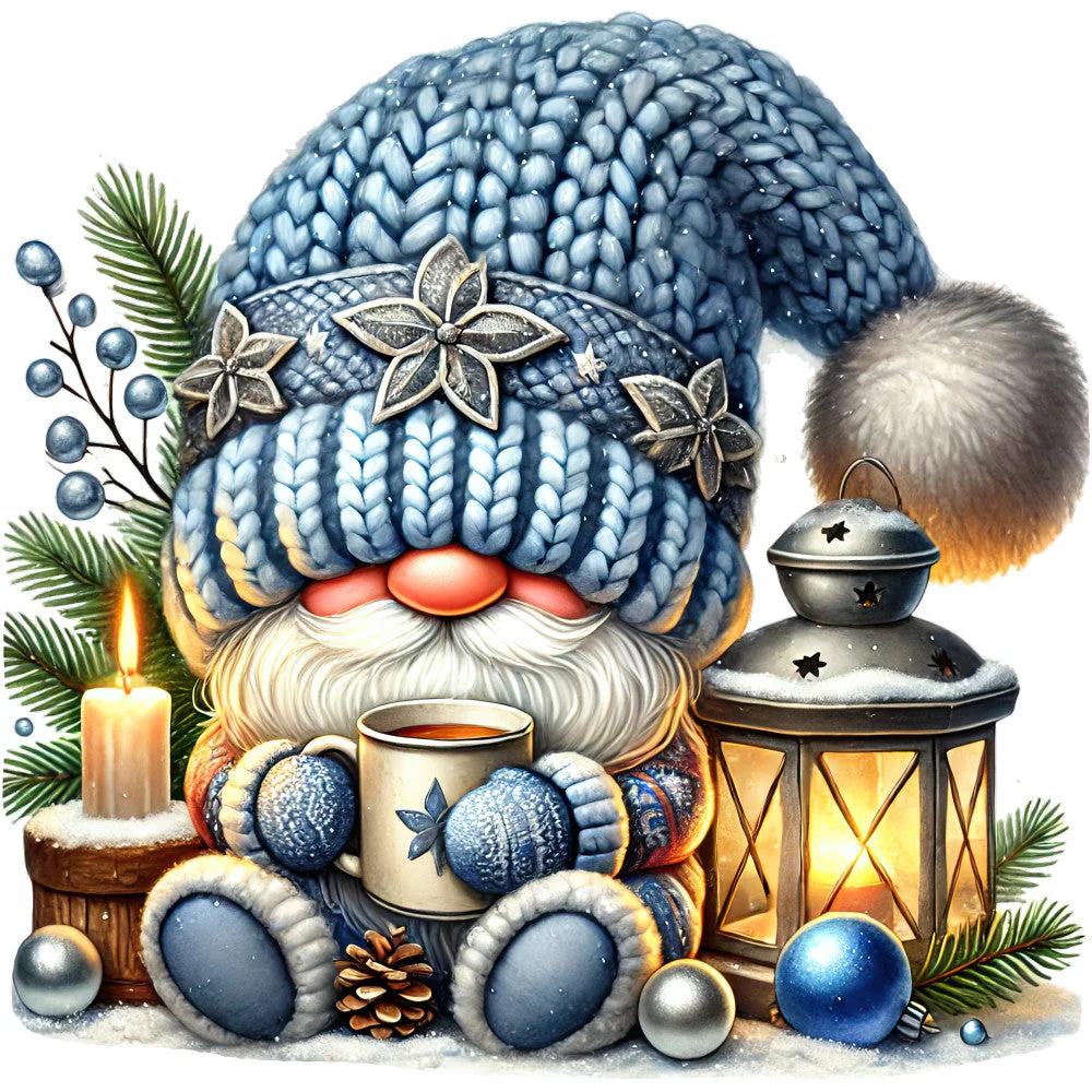 Cozy Christmas Gnomes Fabric Panel 4