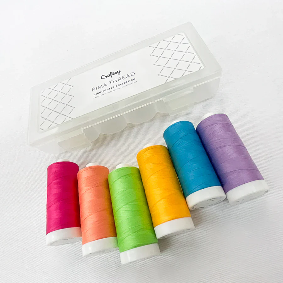 Craftsy Stash Builder Pima Thread Bundle Highlighter Collection 6 spools