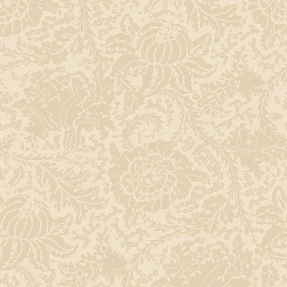 Cream Floral Anna B's Indigos Cotton Wideback Fabric Per Yard