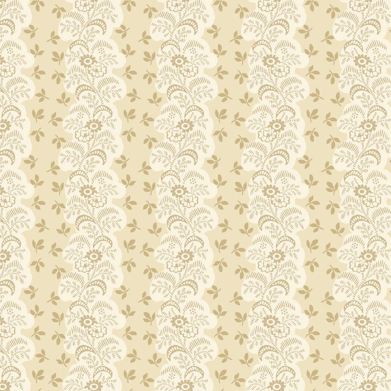 Cream Floral Stripe Lost Gardens of Heligan Cotton 43"/44" Fabric Per Yard