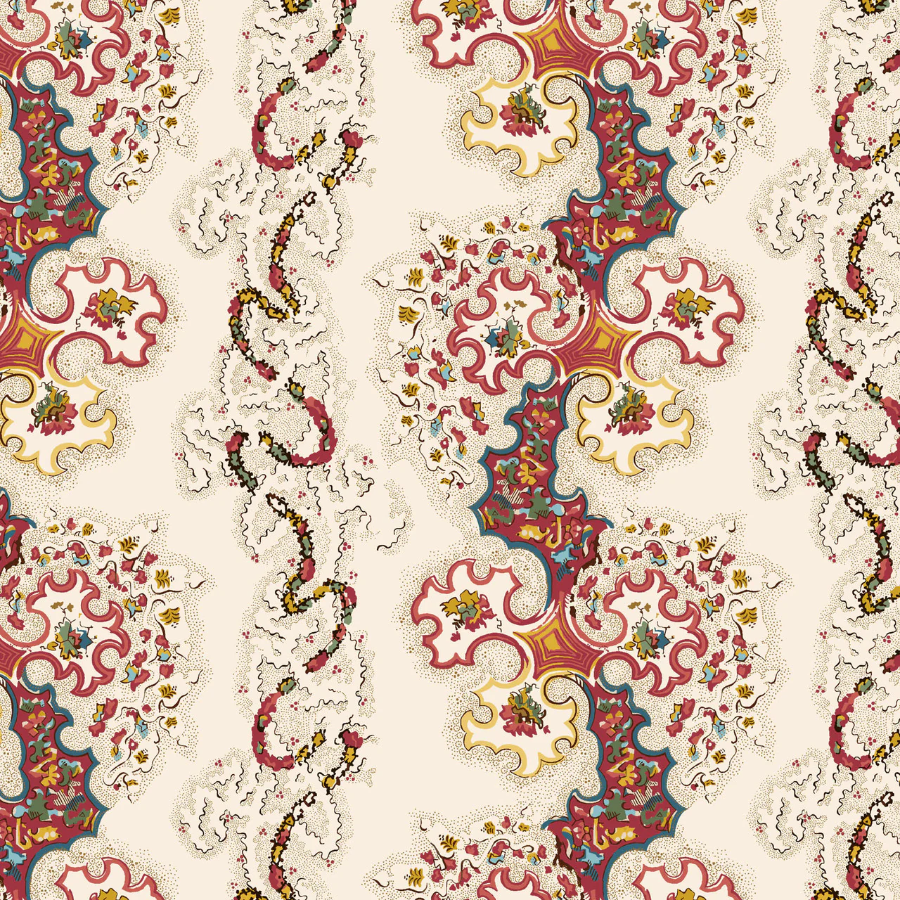 Cream Multi 108" Abstract Whole Cloth Cotton Wideback Fabric Per Yard