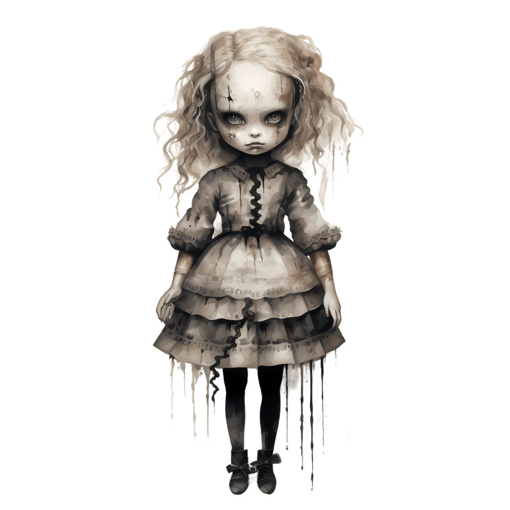 Creepy Horror Evil Dolls Fabric Panel 17