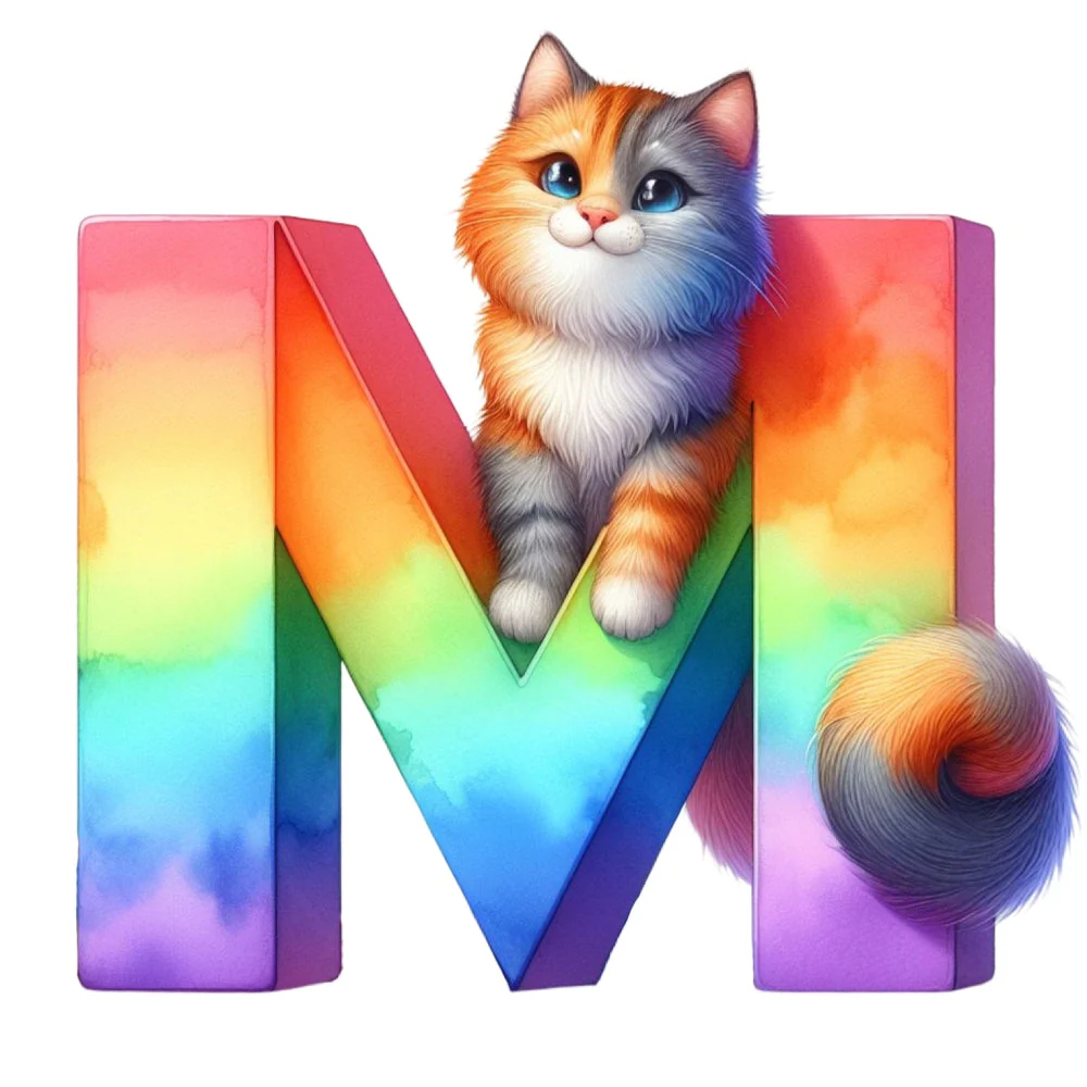 Cute Cats Letter M Fabric Panel