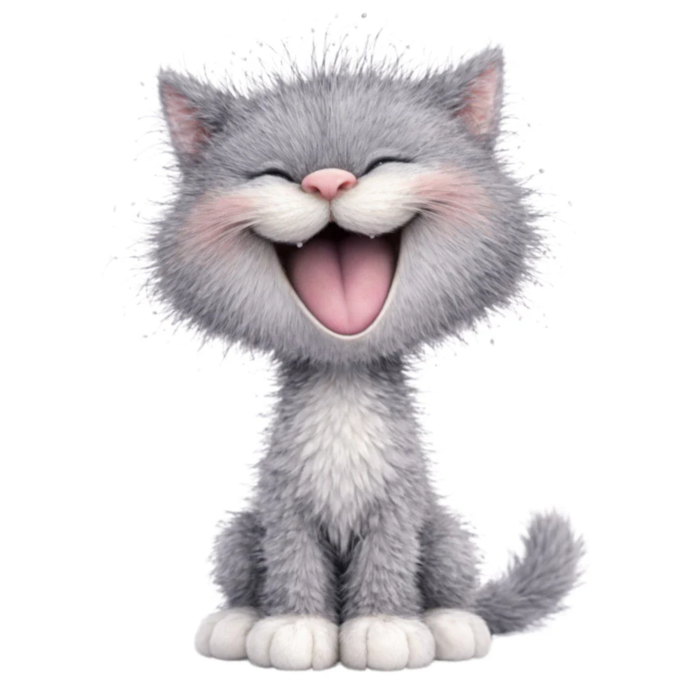Cute Gray Cat Fabric Panel 1