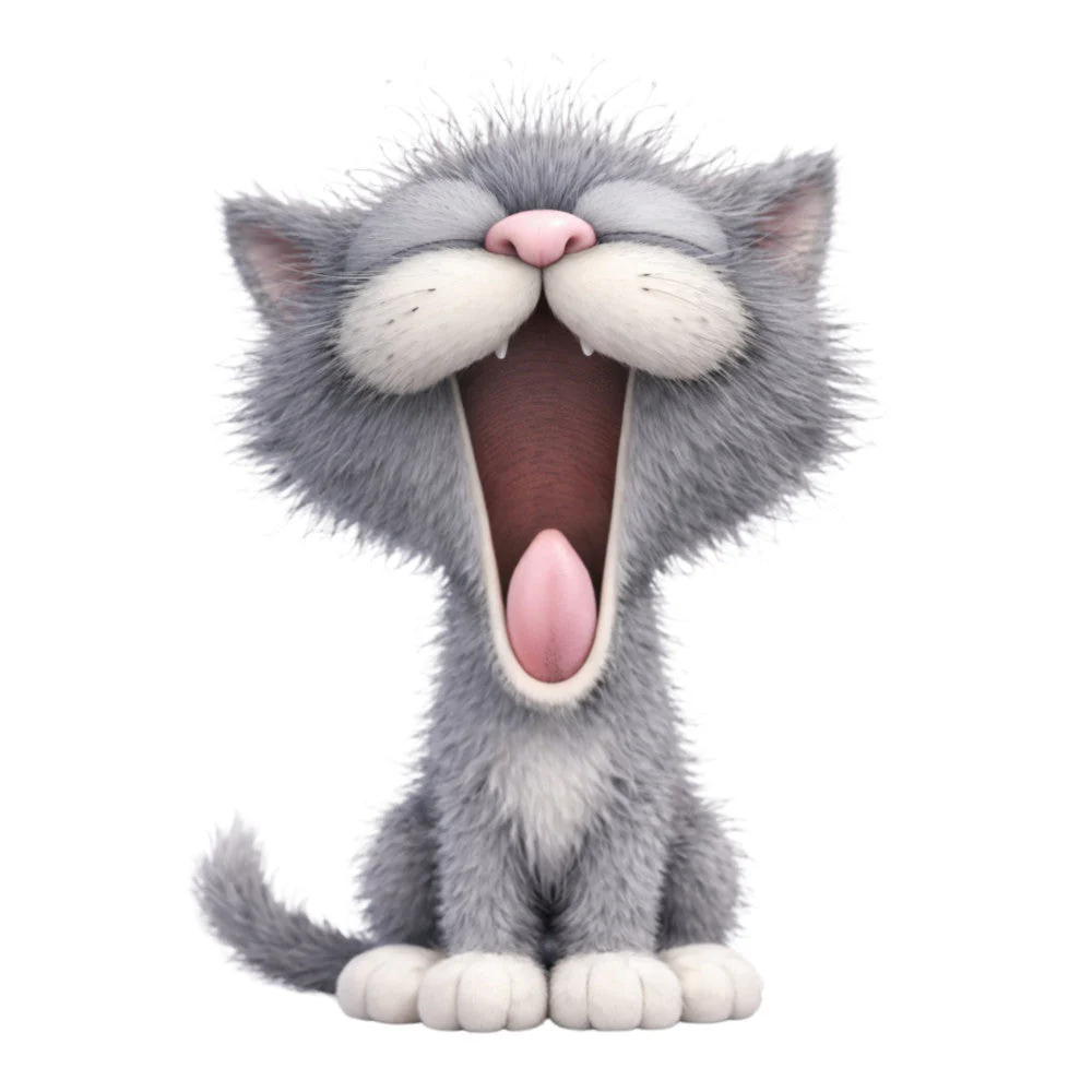 Cute Gray Cat Fabric Panel 3