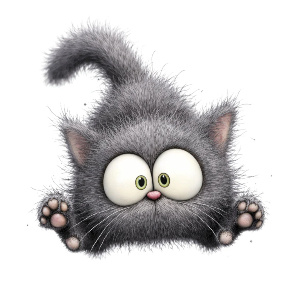 Cute Gray Cat Fabric Panel 9