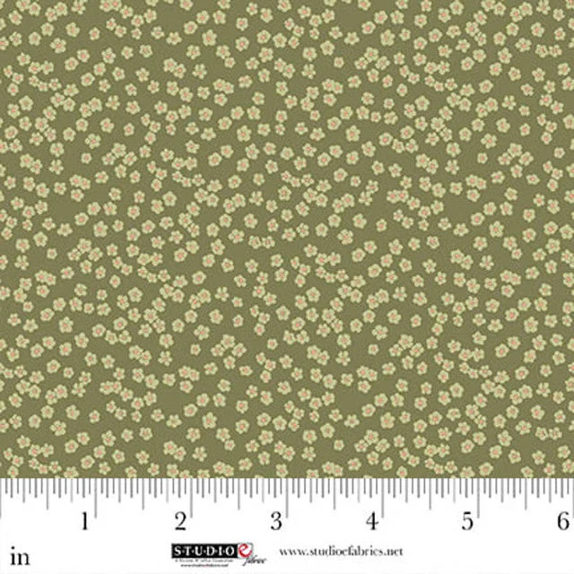 Dark Artichoke Ditsie Layla 44"/45" Cotton Fabric per Yard