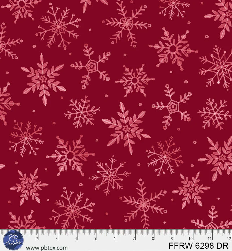 Dark Red First Frost Winter Fall 108" Cotton Fabric Per Yard