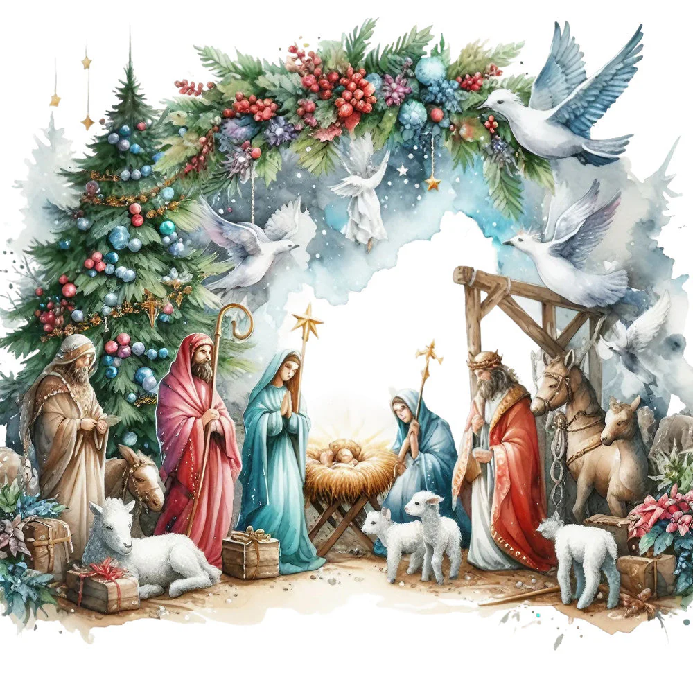 Detailed Christmas Nativity Scene Fabric Panel 21