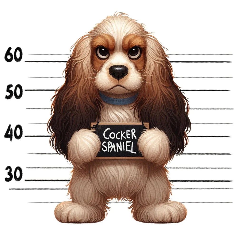 Doggie Mugshots Cocker Spaniel Fabric Panel