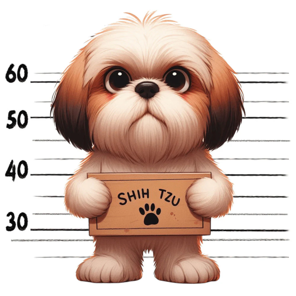 Doggie Mugshots Shih Tzu Fabric Panel