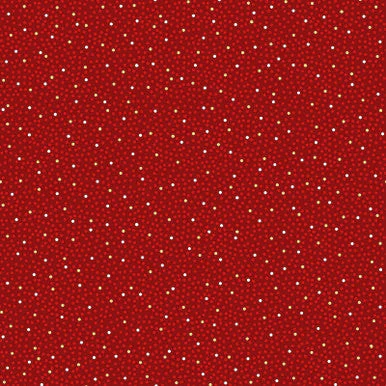 Dots Metallic Red Merry Mix 43"/44" Cotton Fabric Per Yard