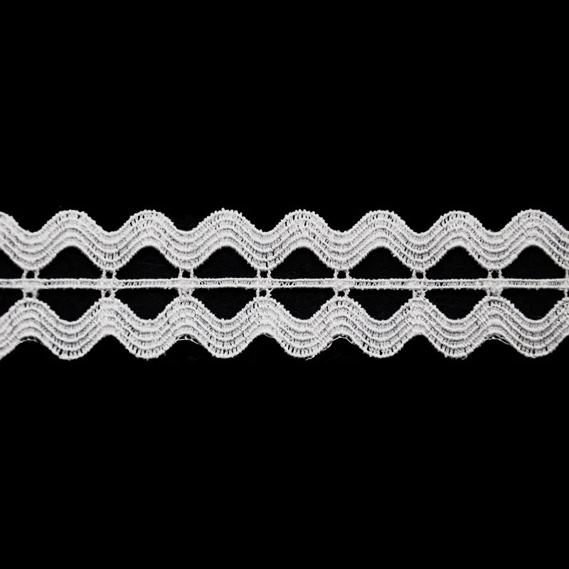 Double Wave Lace Trim, 1-inch X 5 Yards – Scalloped Ric Rac Openwork Border - Image 2