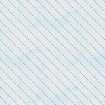 Dreaming in Blue - Dashed Stripes - White 44" / 45" Fabric Per Yard