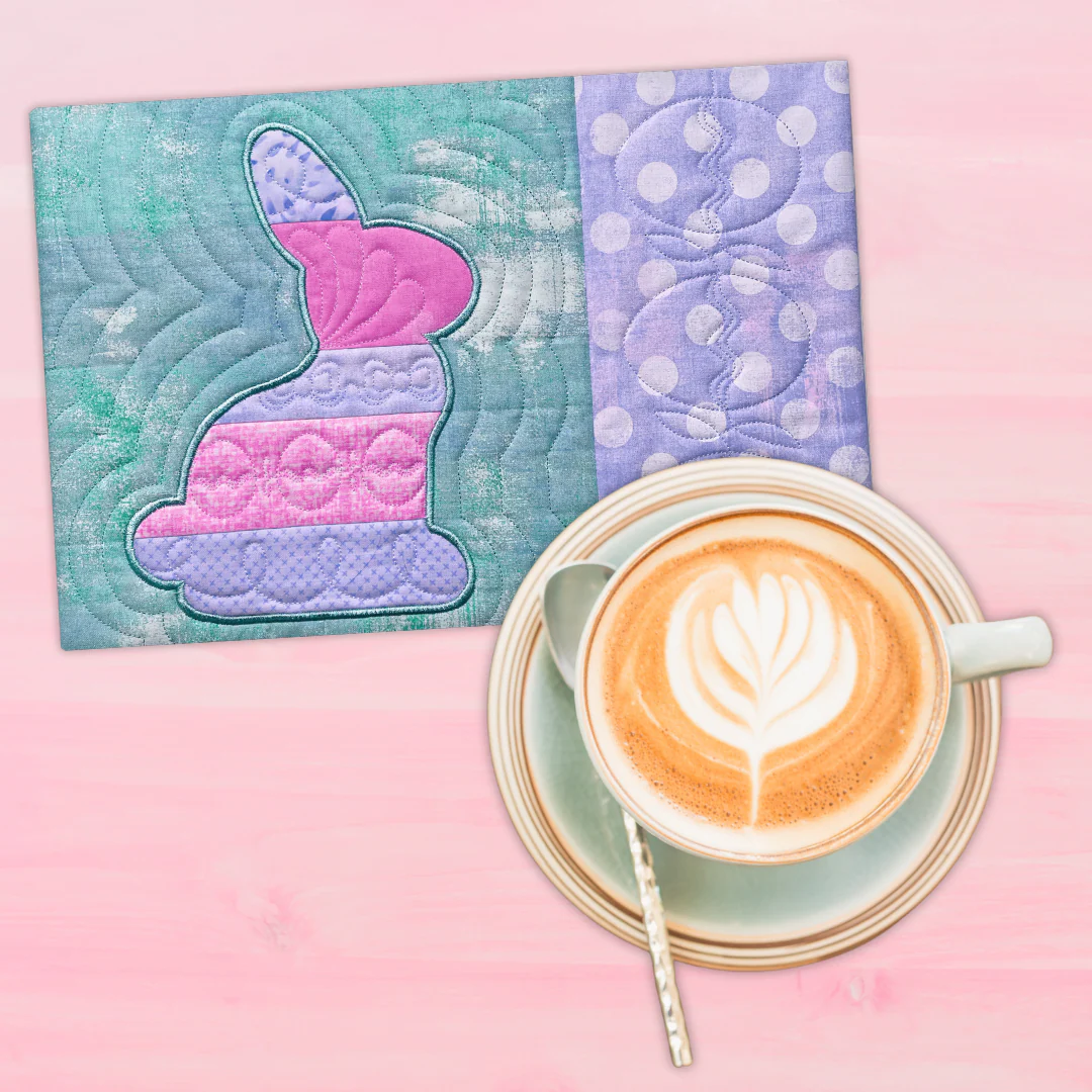 Easter Bunny Mug Rugs & Placemats In the Hoop Machine Embroidery Design Set Pickle Pie Designs - Image 2