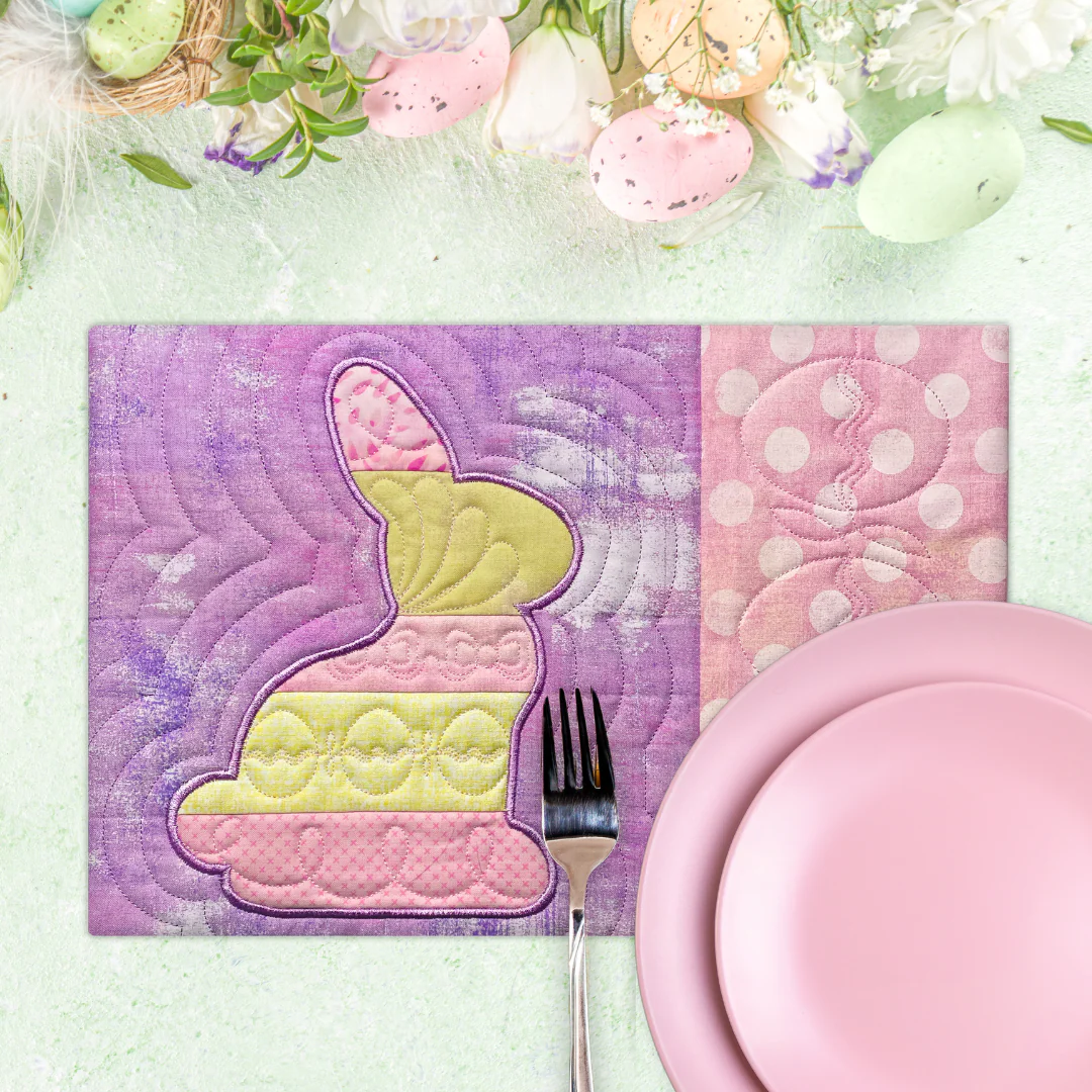 Easter Bunny Mug Rugs & Placemats In the Hoop Machine Embroidery Design Set Pickle Pie Designs - Image 3