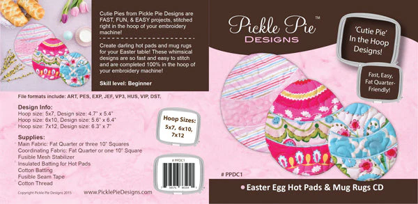 Easter Egg Hot Pads In the Hoop Embroidery Design Collection