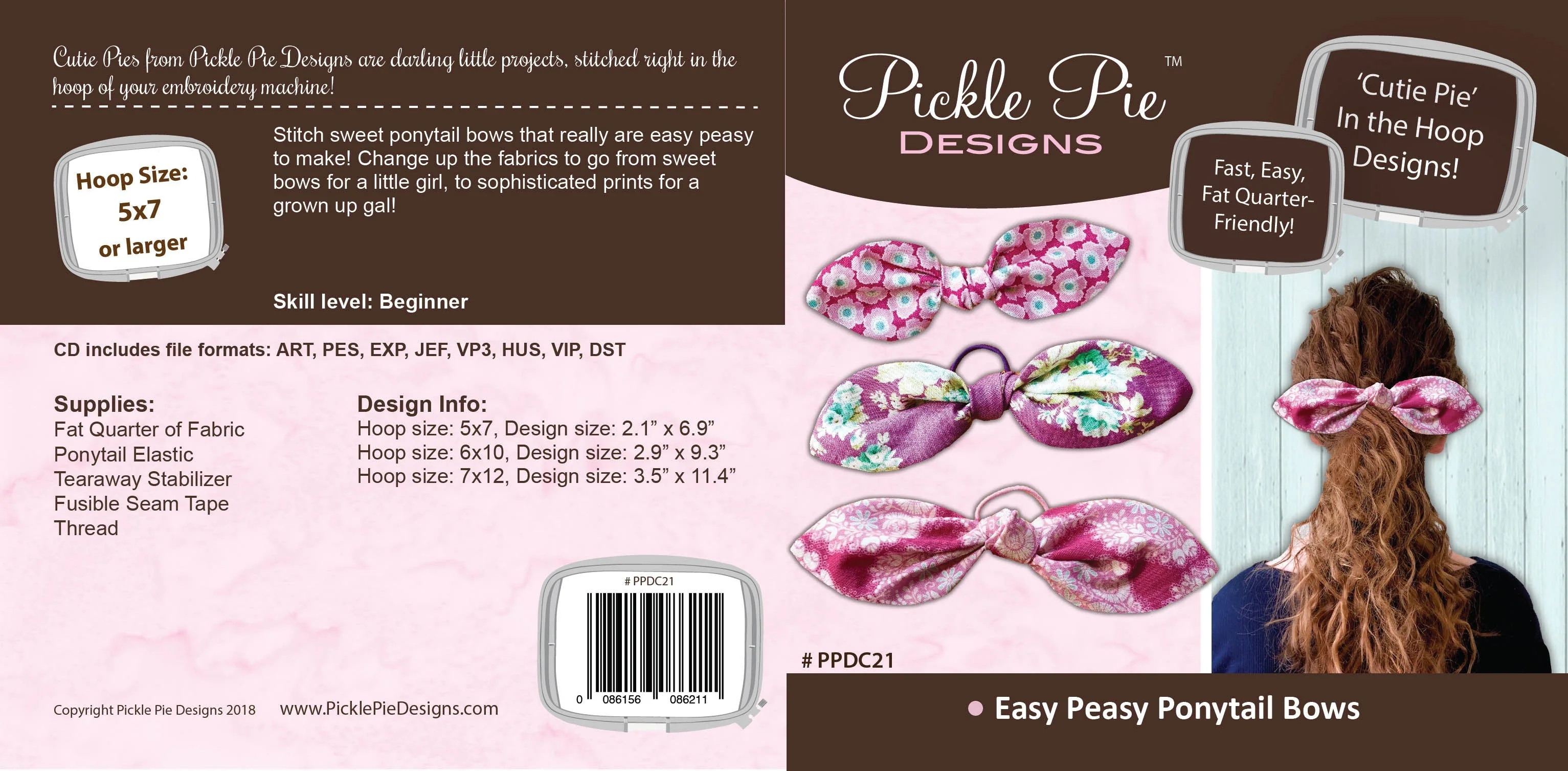 Easy Peasy Ponytail Bows In the Hoop Embroidery Design Collection - Image 2