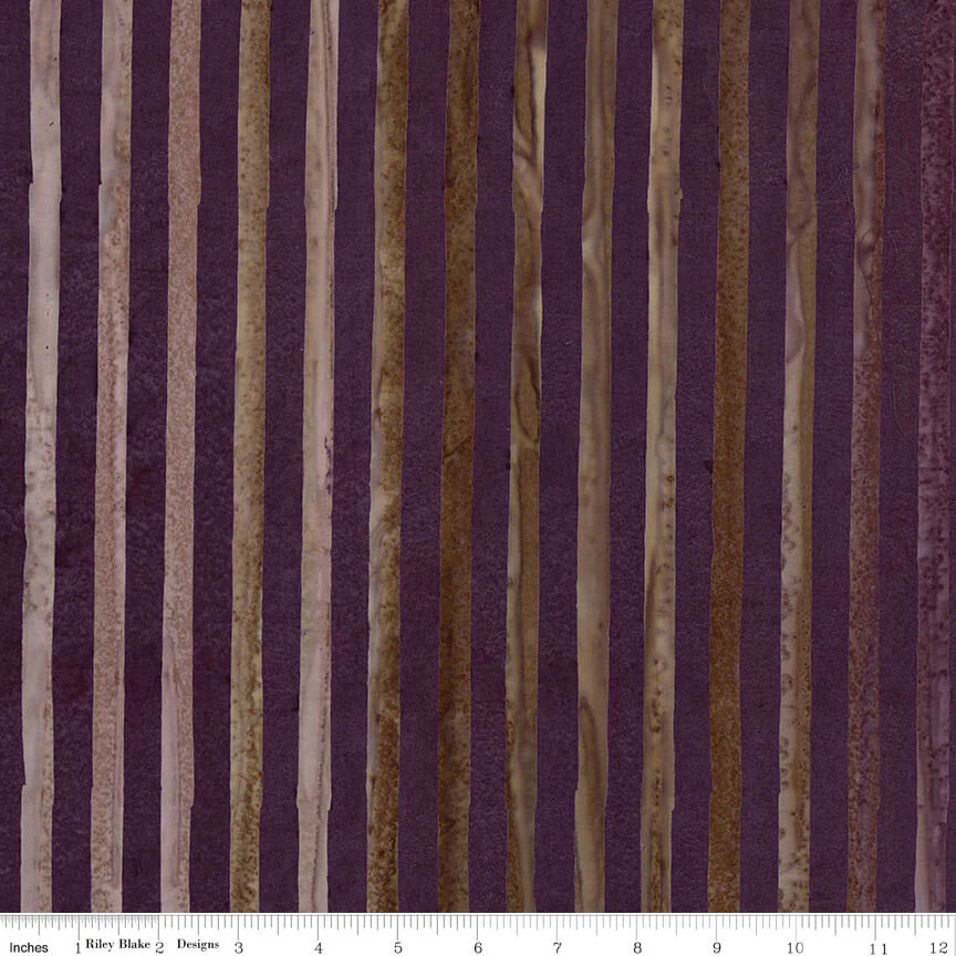 Elementals Batiks - Get in Line - Grape Coal 44"/45" Fabric Per Yard
