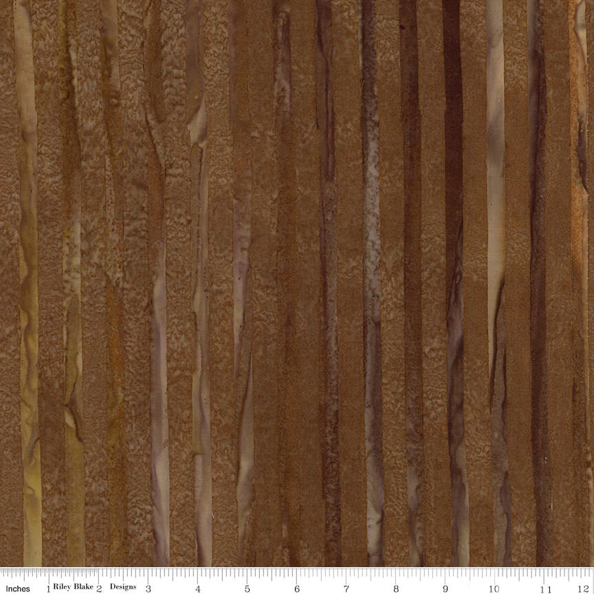 Elementals Batiks - Get in Line - Mocha Chestnut 44"/45" Fabric Per Yard