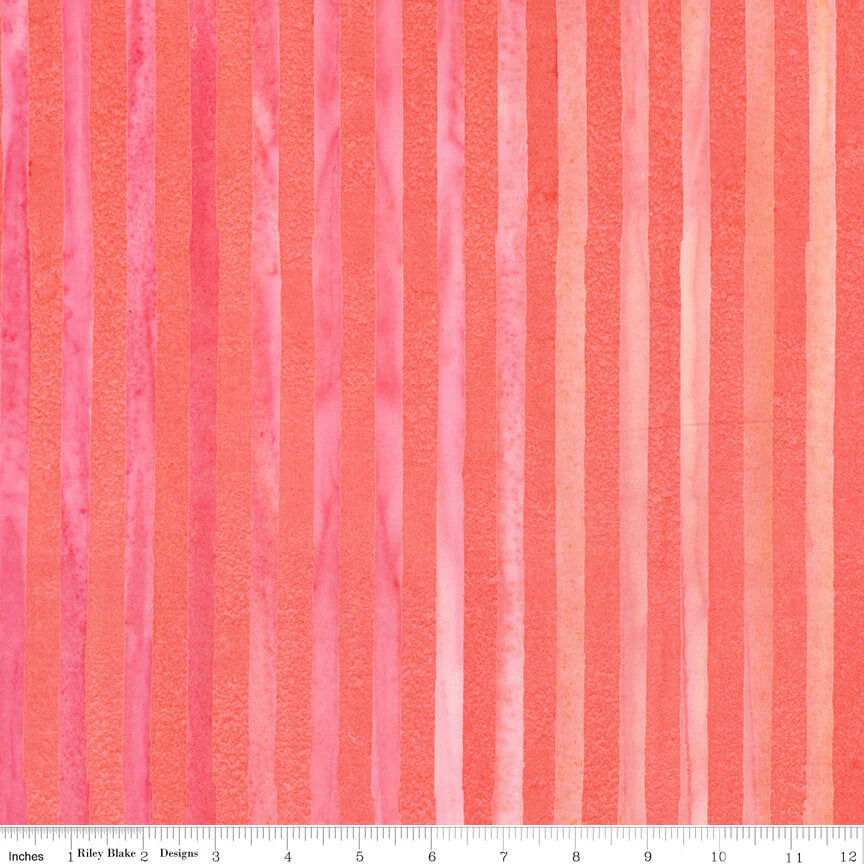 Elementals Batiks - Get in Line - Salmon Run 44"/45" Fabric Per Yard