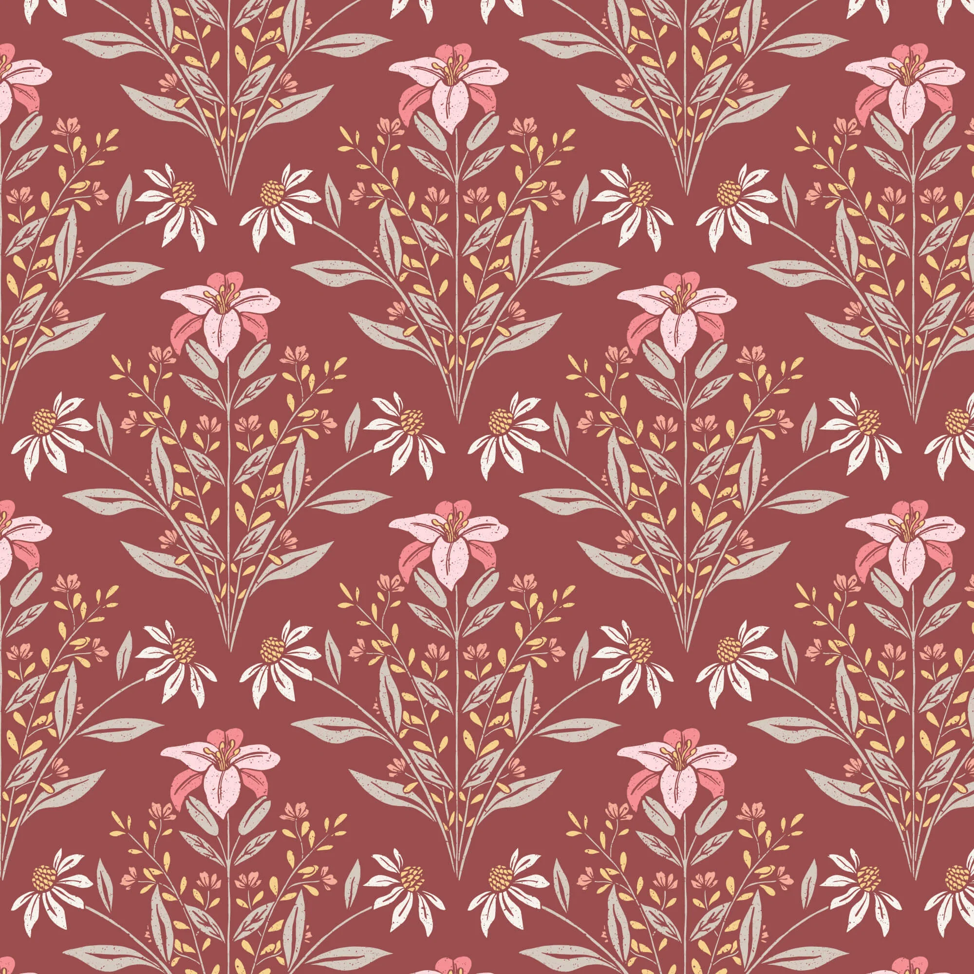 Eventide - Bouquet - Burgundy 44" / 45" Fabric Per Yard