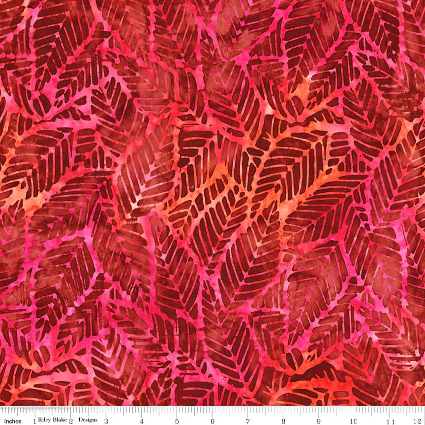 Expressions Batiks - Floral Reflections - Red Candy Riot 44" / 45" Fabric Per Yard