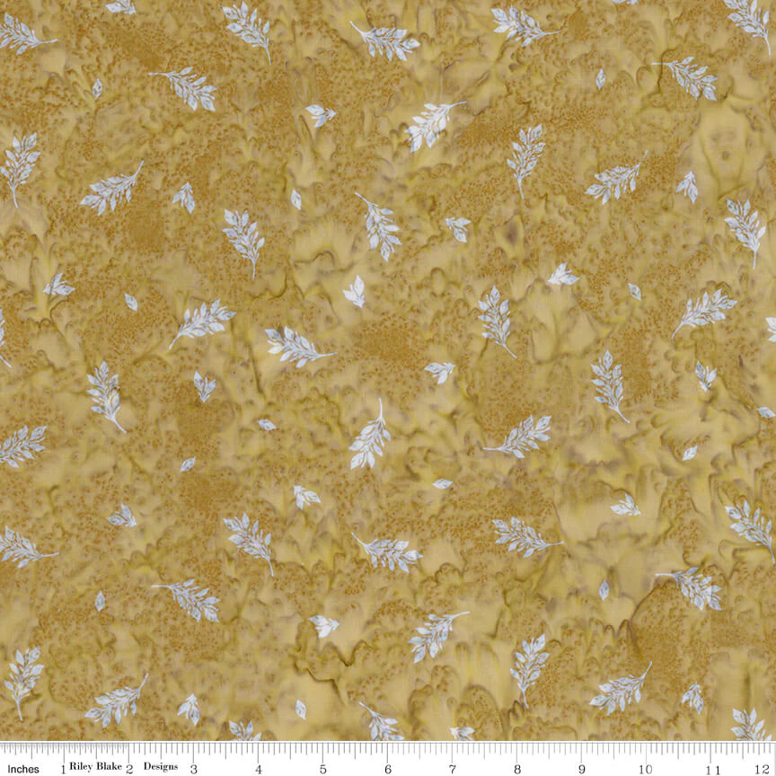 Expressions Batiks - Watercolor Daisies - Antique Gold 44" / 45" Fabric Per Yard