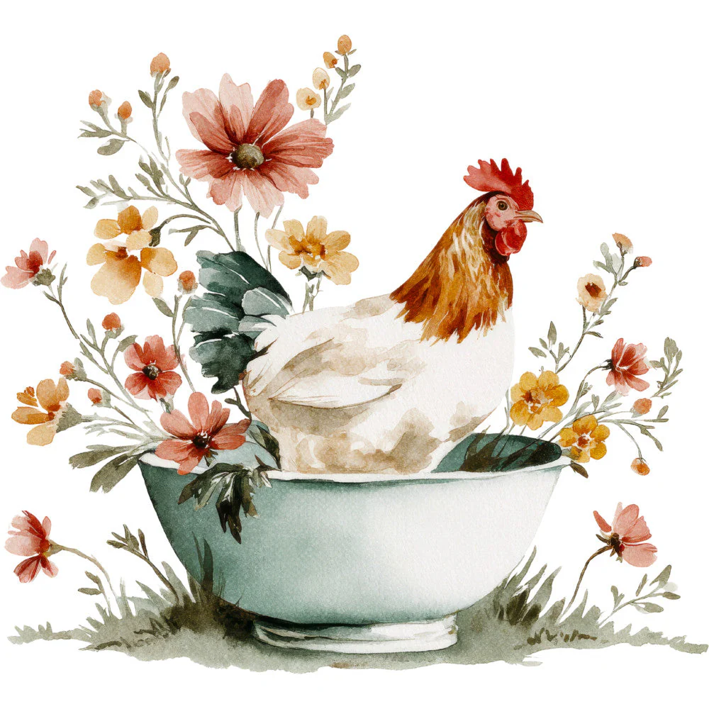 Farmhouse Chicken Decor Fabric Panel 50