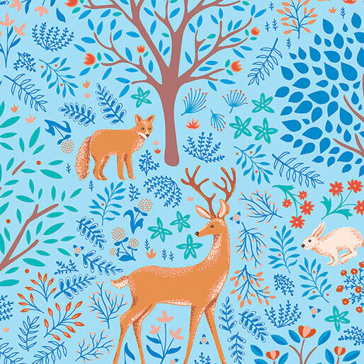 Flora & Fauna: Midnight - Feature - Starflower 44" / 45" Fabric Per Yard