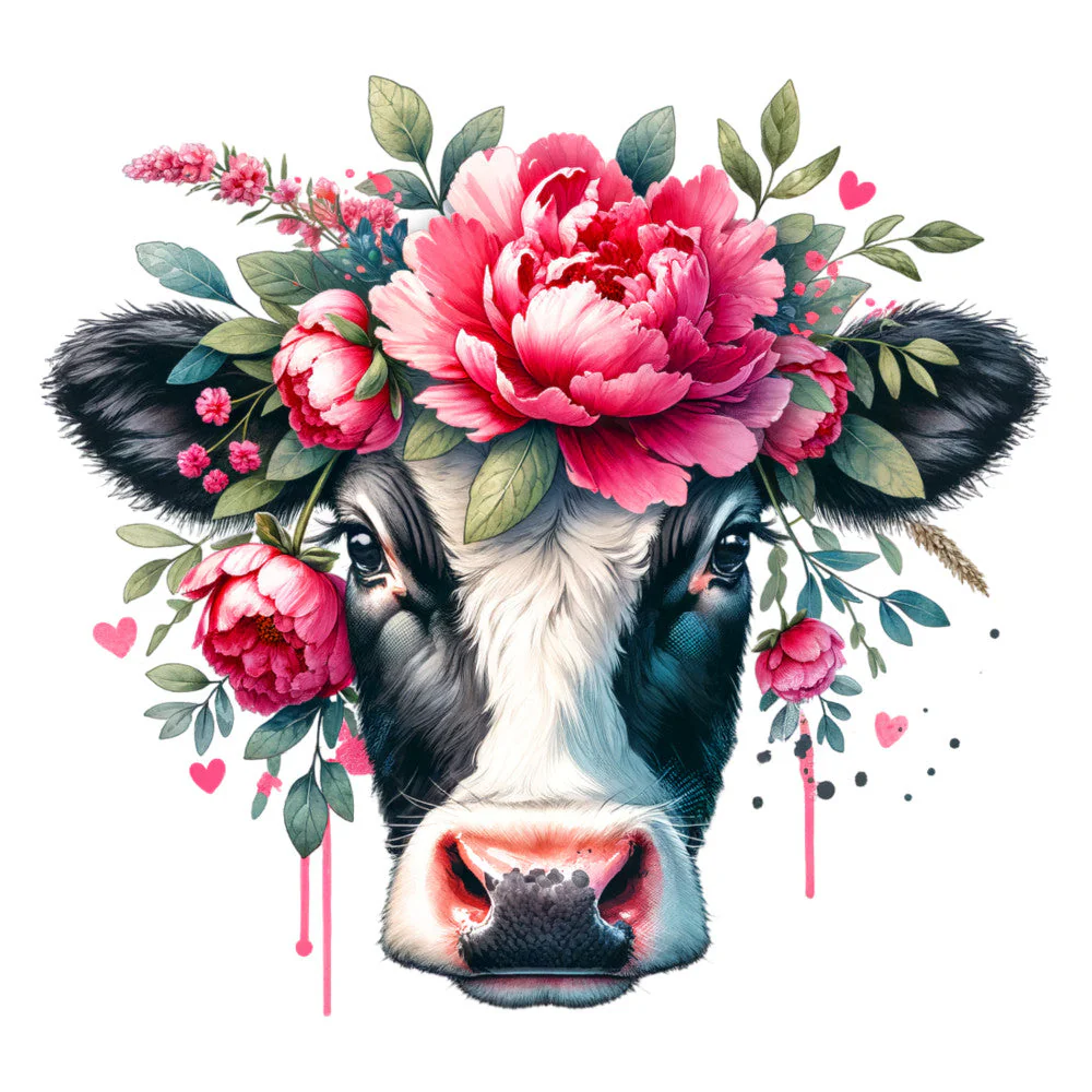 Floral Cows Fabric Panel 6