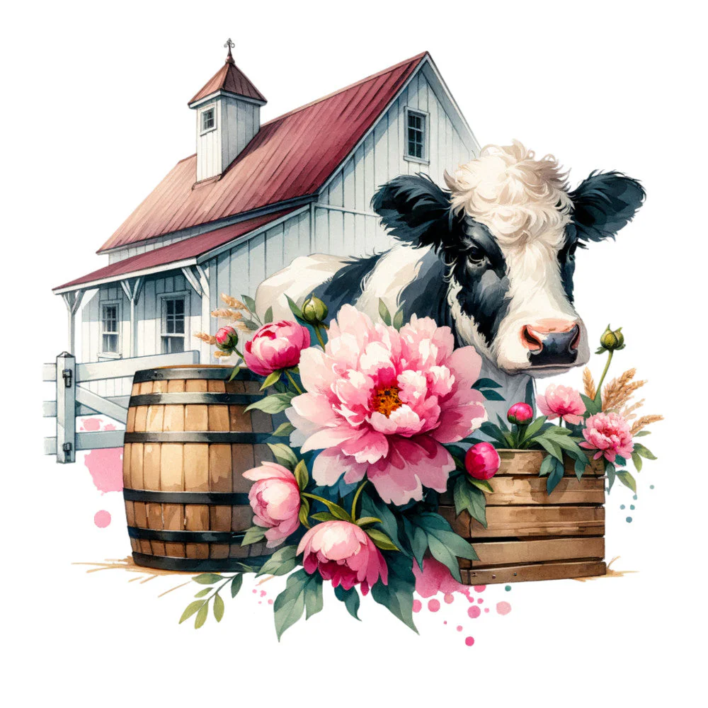 Floral Cows Fabric Panel 9