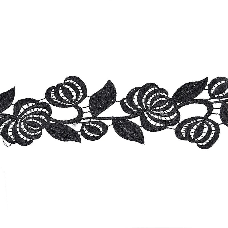 Floral Embroidered Venise Lace, 1 3/4-inch X 5 Yards – Rose Vine Border Trim for Bridal, Evening Gowns & DIY Sewing
