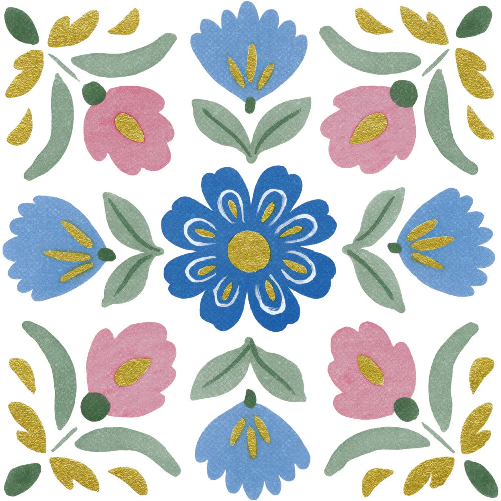 Floral Kaleidoscope Fabric Panel 12