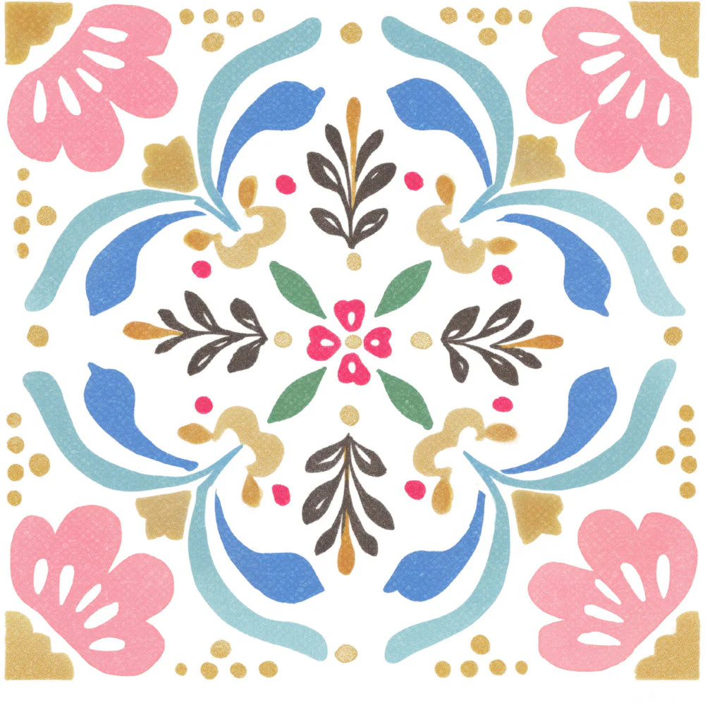 Floral Kaleidoscope Fabric Panel 24
