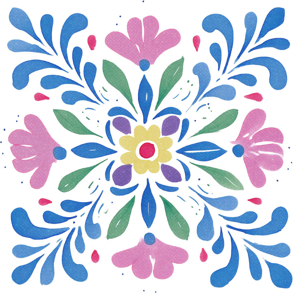 Floral Kaleidoscope Fabric Panel 44