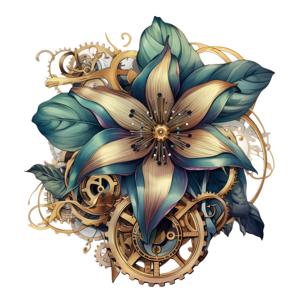 Floral Steampunk Fabric Panel 19