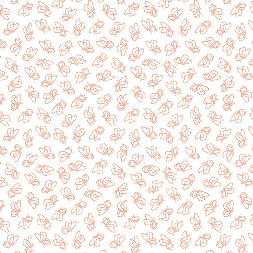 Flutter By White/Peach Cotton 44"/45" Fabric Per Yard