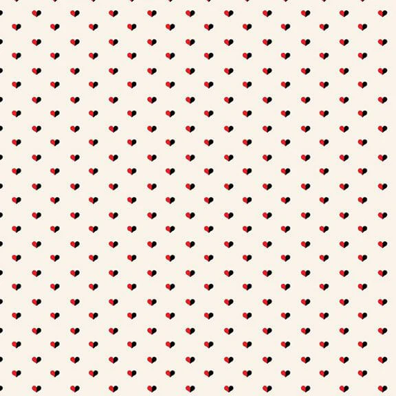 Full House - Split Hearts - Cream 44" / 45" Fabric Per Yard