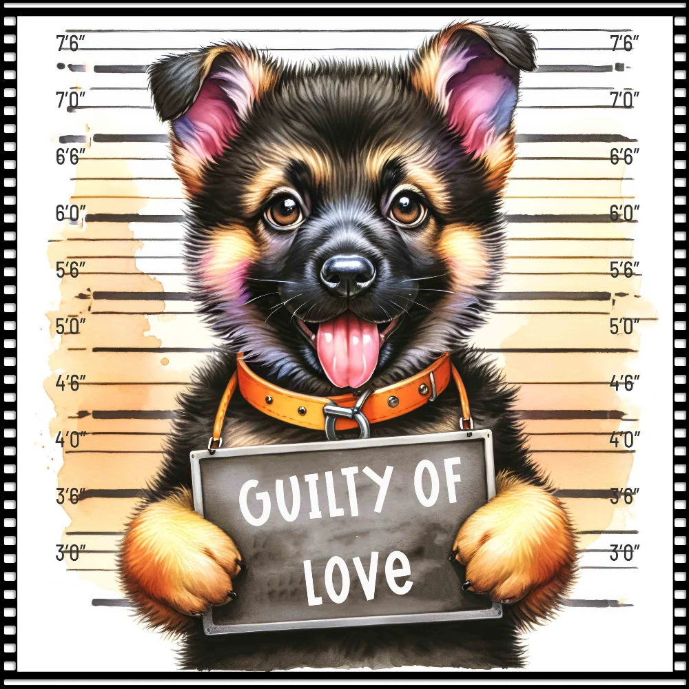 Funny Dog Mugshots German Shepherd Fabric Panel