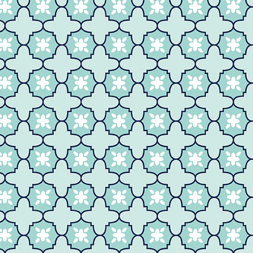 Gathering - Tiles - Aqua 44" / 45" Fabric Per Yard