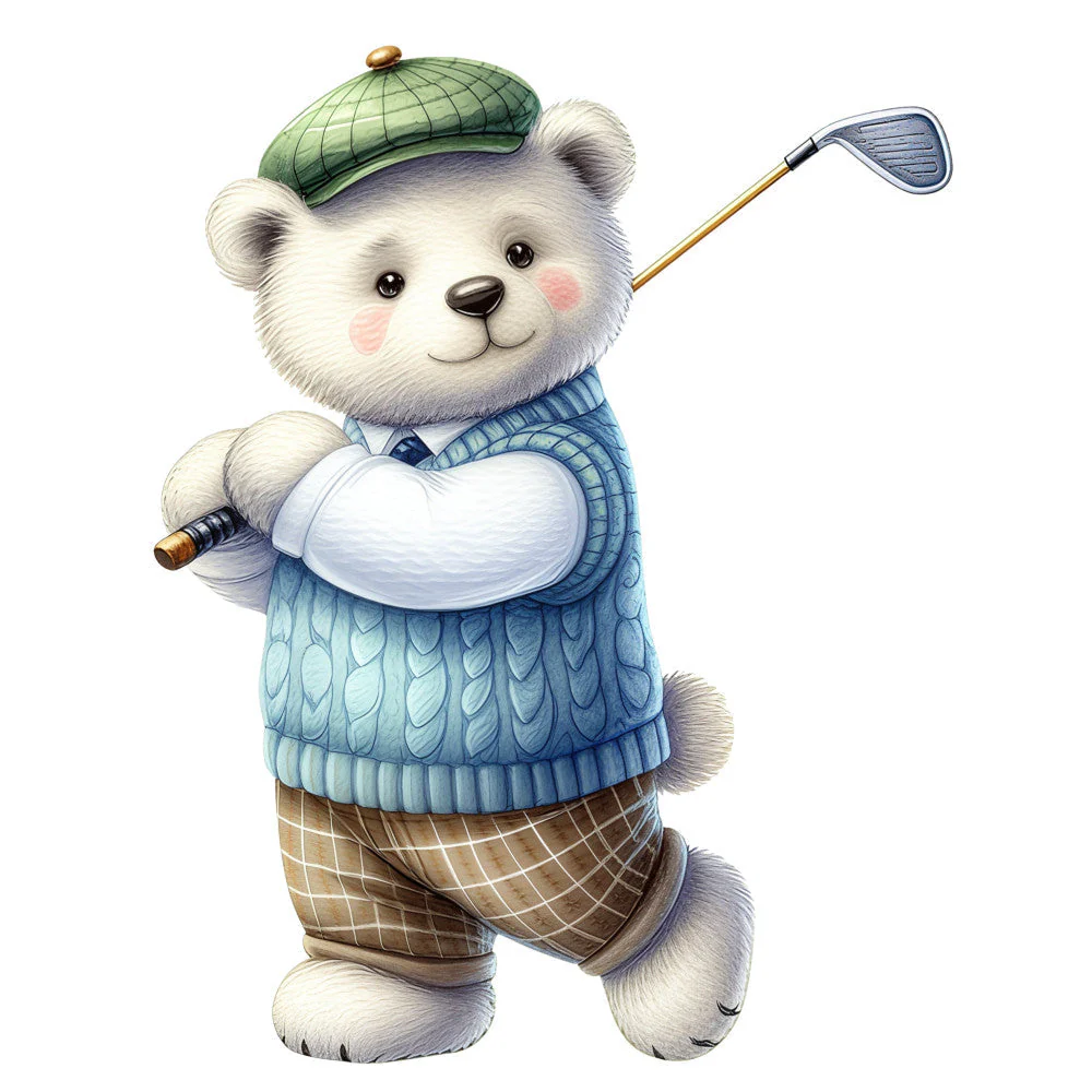 Golfing Bears Fabric Panel 2