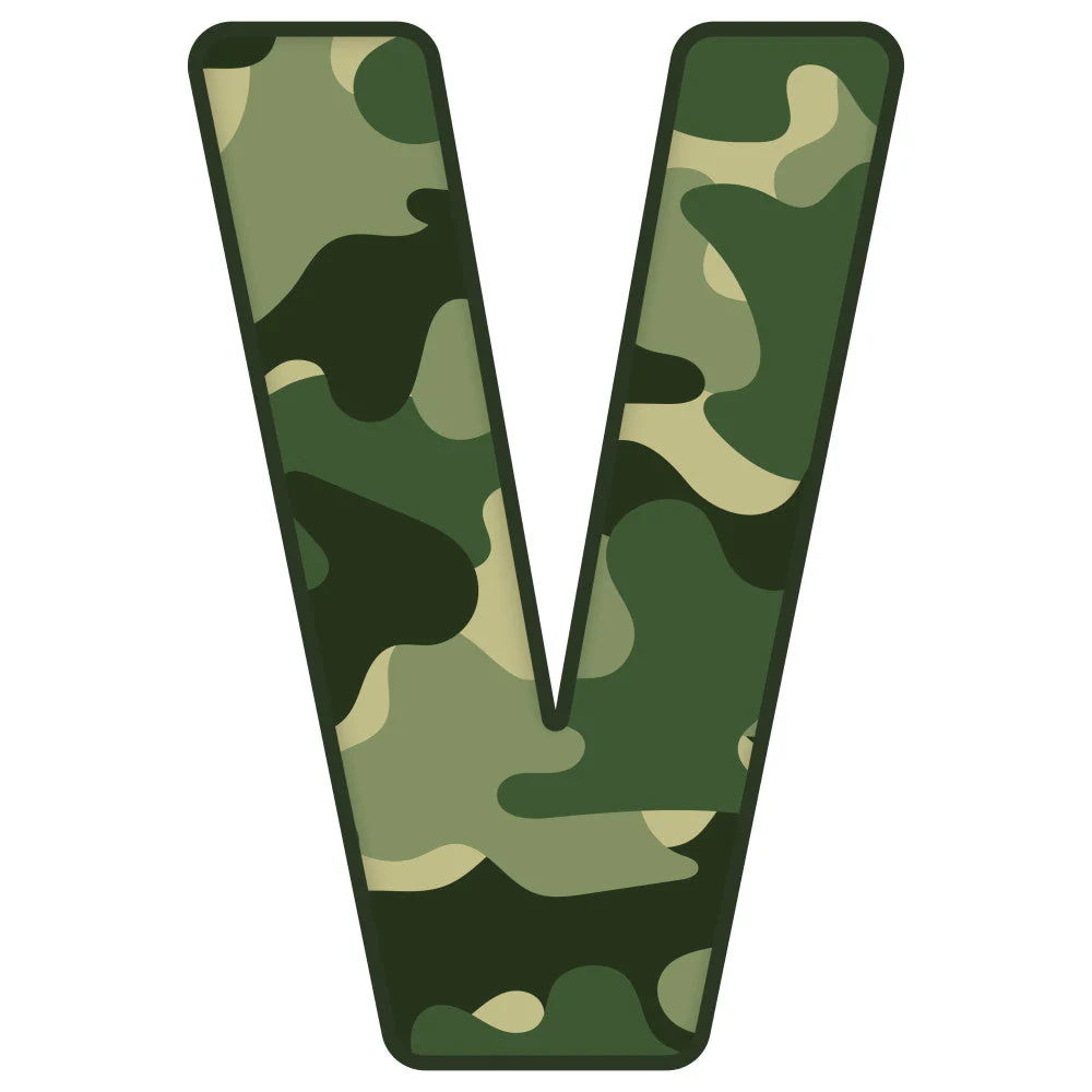 Green Camo Alphabet Fabric Panel 14