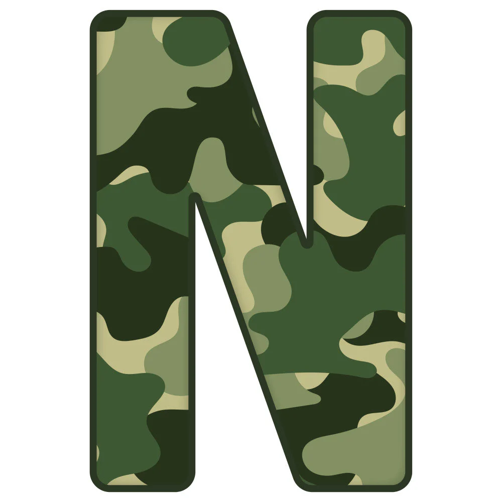 Green Camo Alphabet Fabric Panel 6