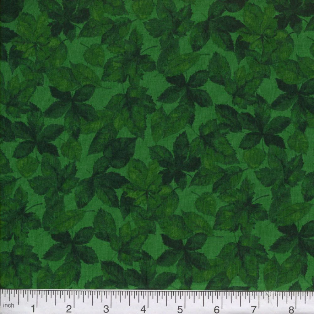 Green Harvest Leaves 45" Wide Cotton Fabric Per Yard