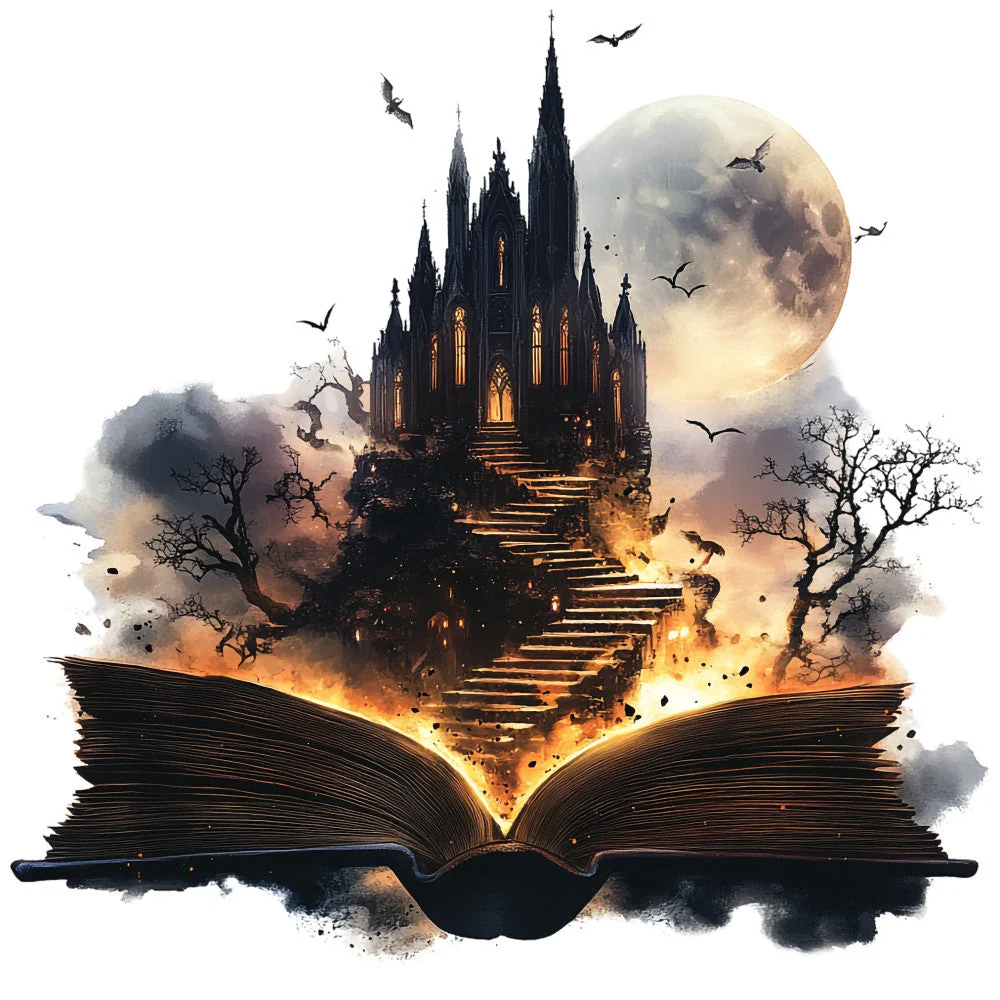 Halloween Books Fabric Panel 17