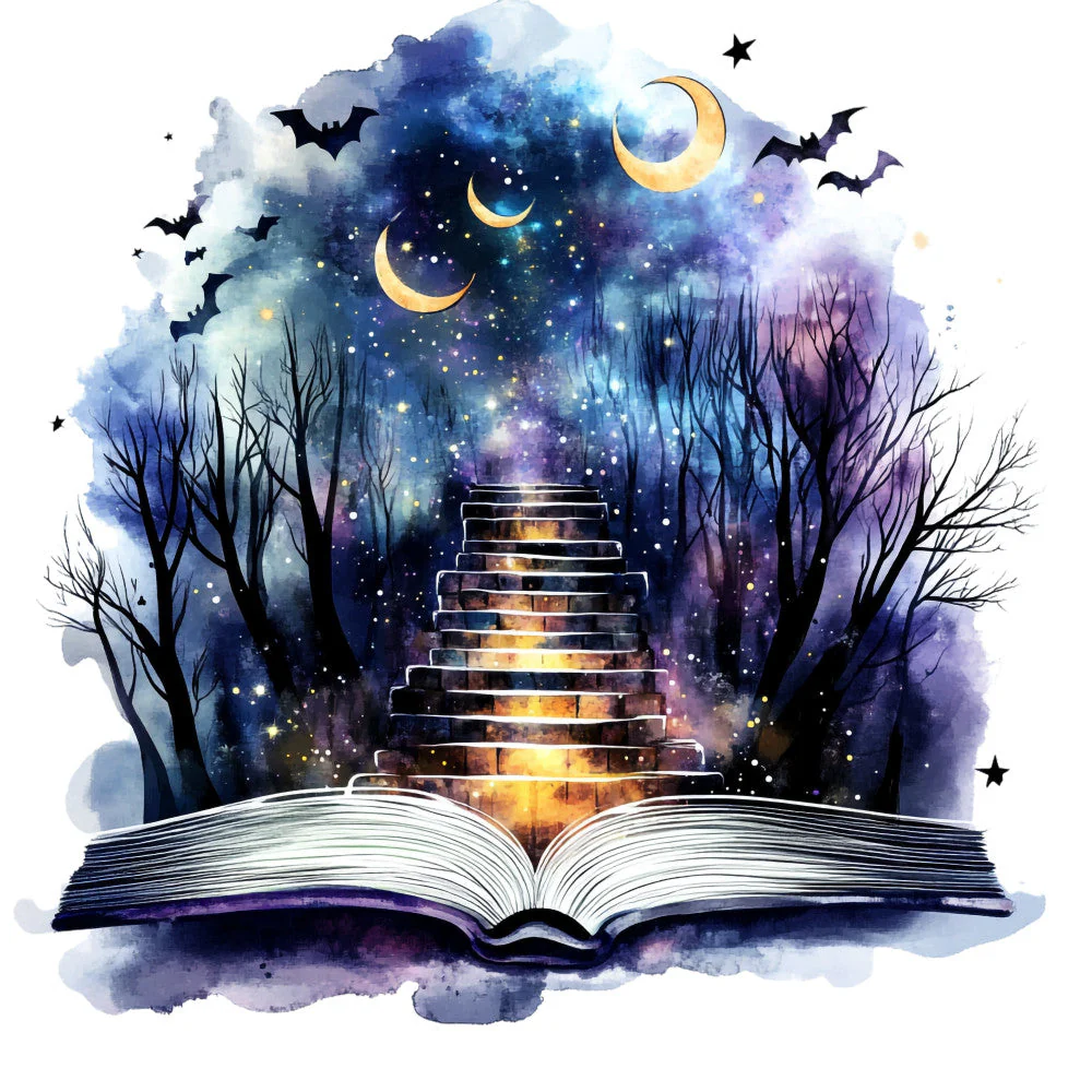 Halloween Books Fabric Panel 5