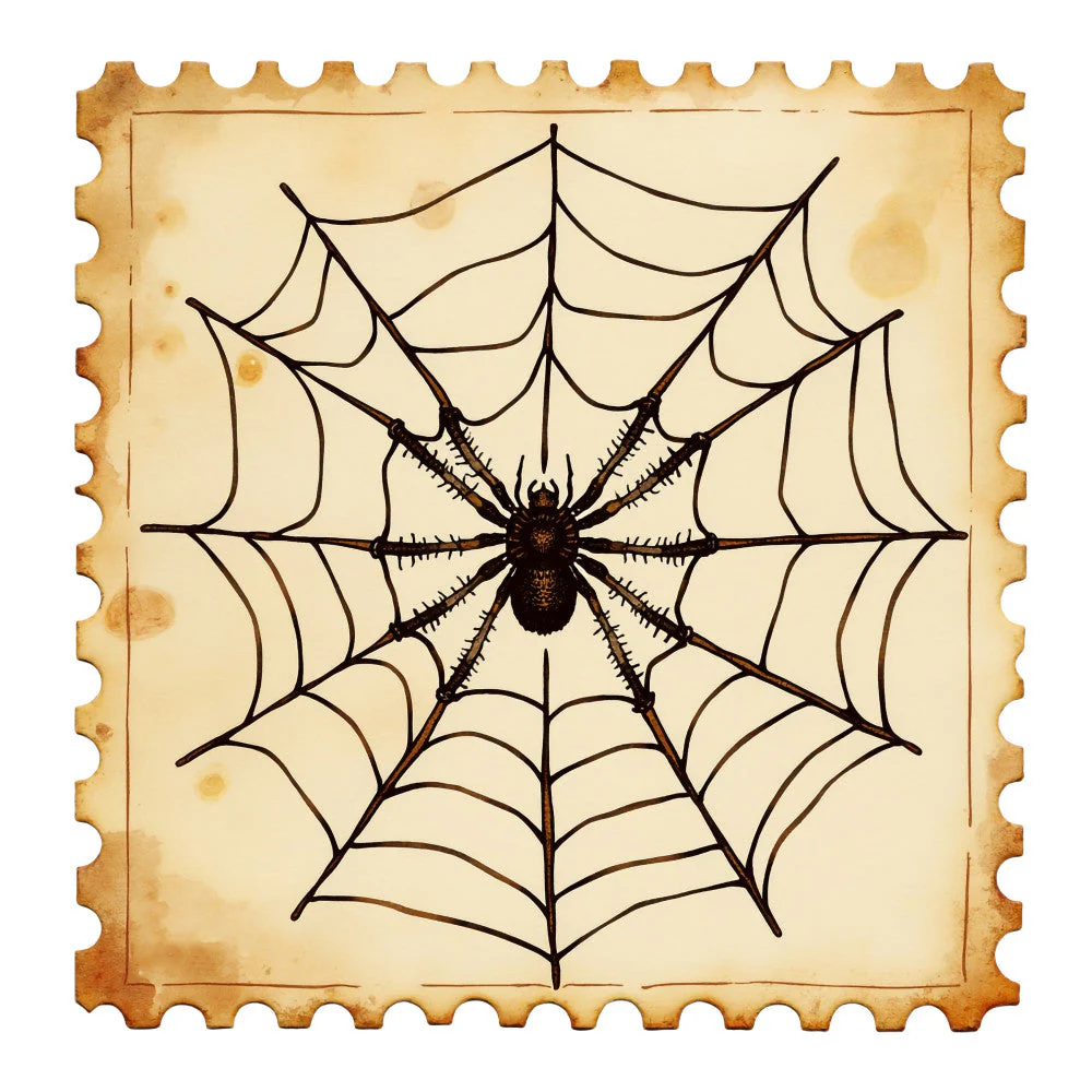 Halloween Postage Stamps Fabric Panel 16