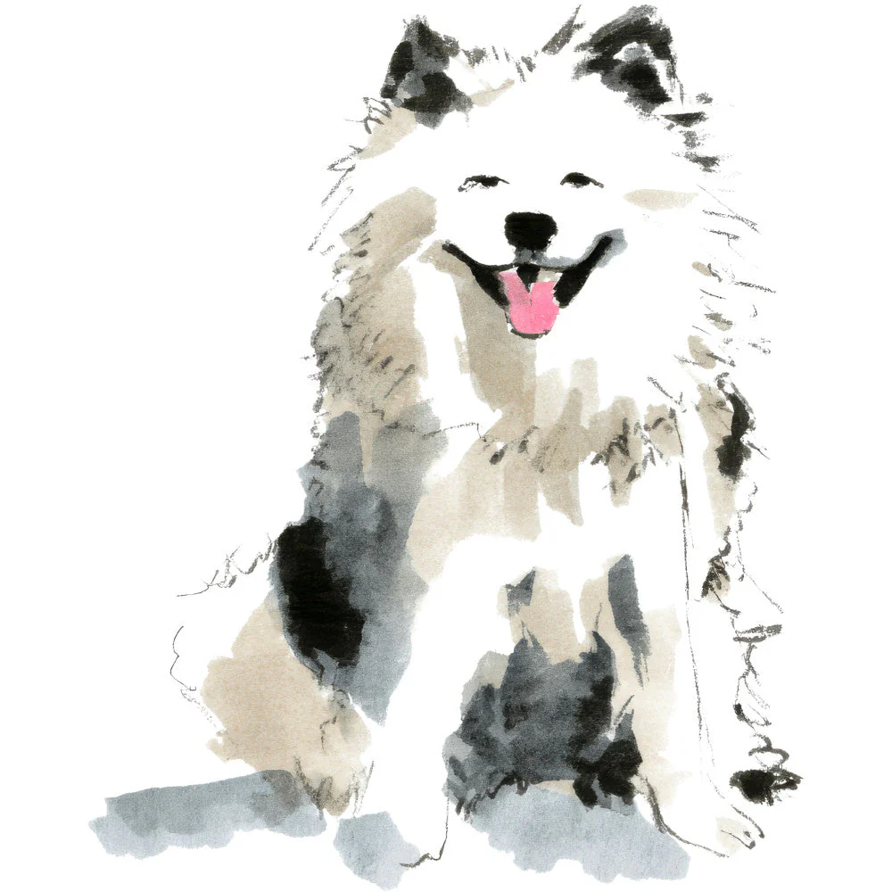 Handdrawn Doodle Dog Fabric Panel 21